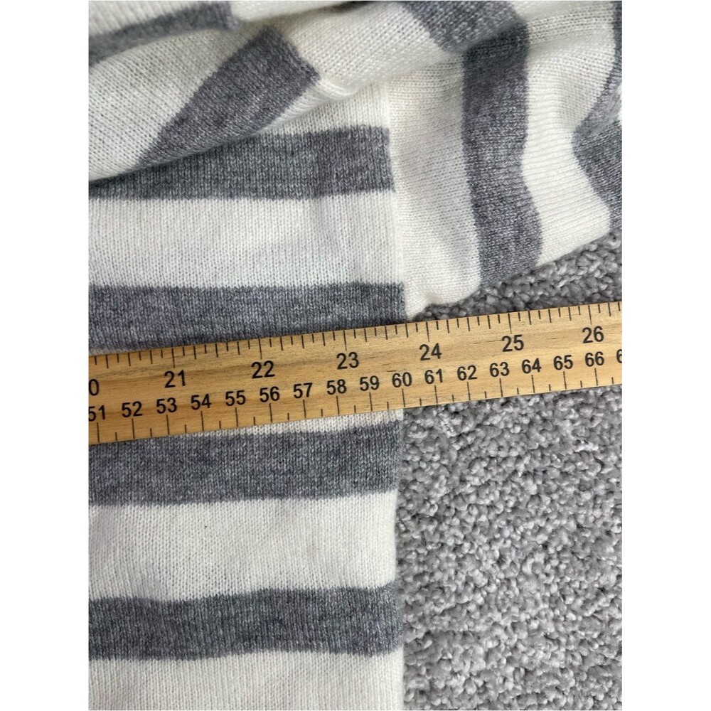 Madewell Crewneck Sweater in Cashmere XL Ivory Heather Gray Stripe Relaxed Fit - Picture 10 of 11